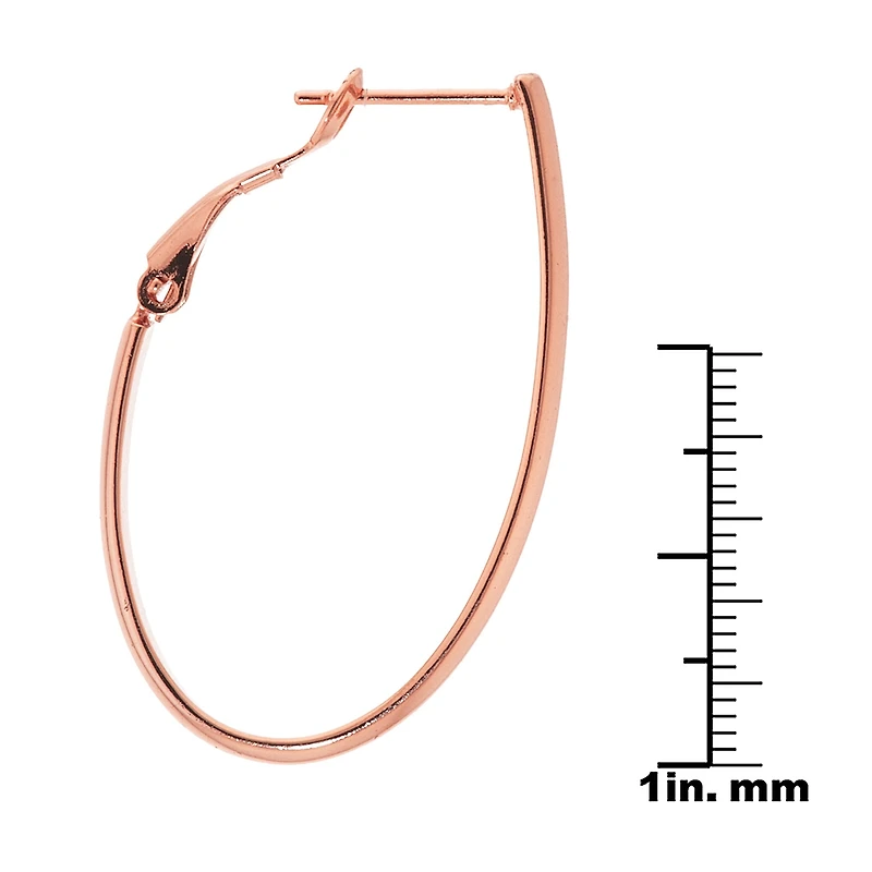 Silver Reflections 24K Rose Gold Over Brass Oval Hoop Earrings