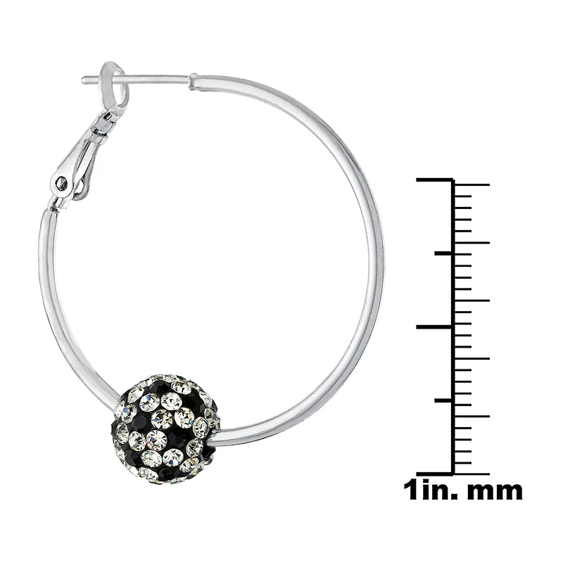 Sparkle Allure Womens Crystal 38.1mm Round Hoop Earrings