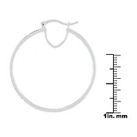 Sparkle Allure Pure Silver Over Brass Crystal Hoop Earrings
