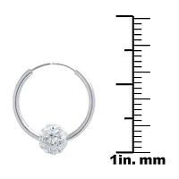 Silver Treasures Womens Red Crystal Sterling Silver 16mm Hoop Earrings