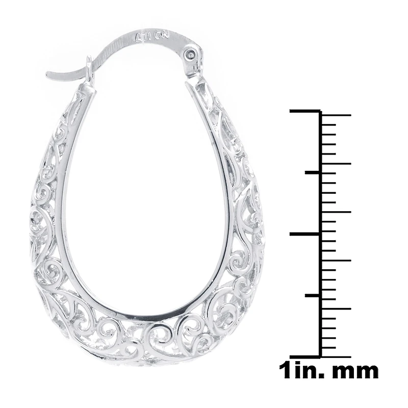 Silver Reflections Womens 30mm Oval Hoop Earrings