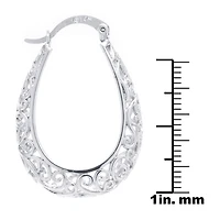 Silver Reflections Womens 30mm Oval Hoop Earrings