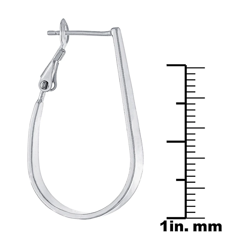 Silver Reflections Womens 32mm Oval Hoop Earrings