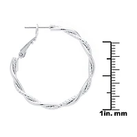 Silver Reflections Pure Silver Over Brass Round Hoop Earrings
