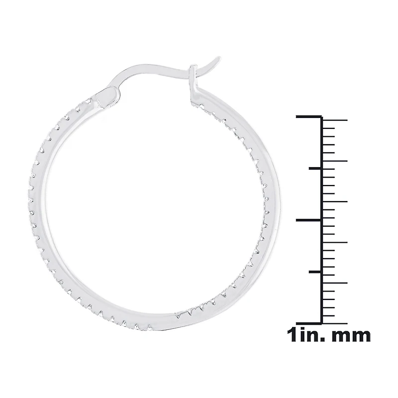 Sparkle Allure Womens Cubic Zirconia 32.2mm Hoop Earrings