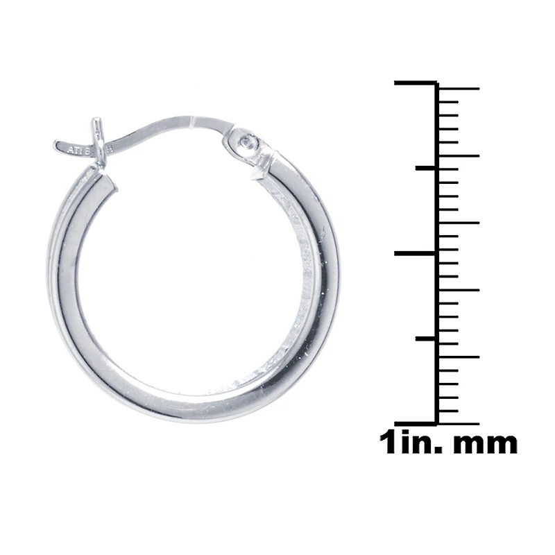 Silver Reflections Womens 20mm Hoop Earrings