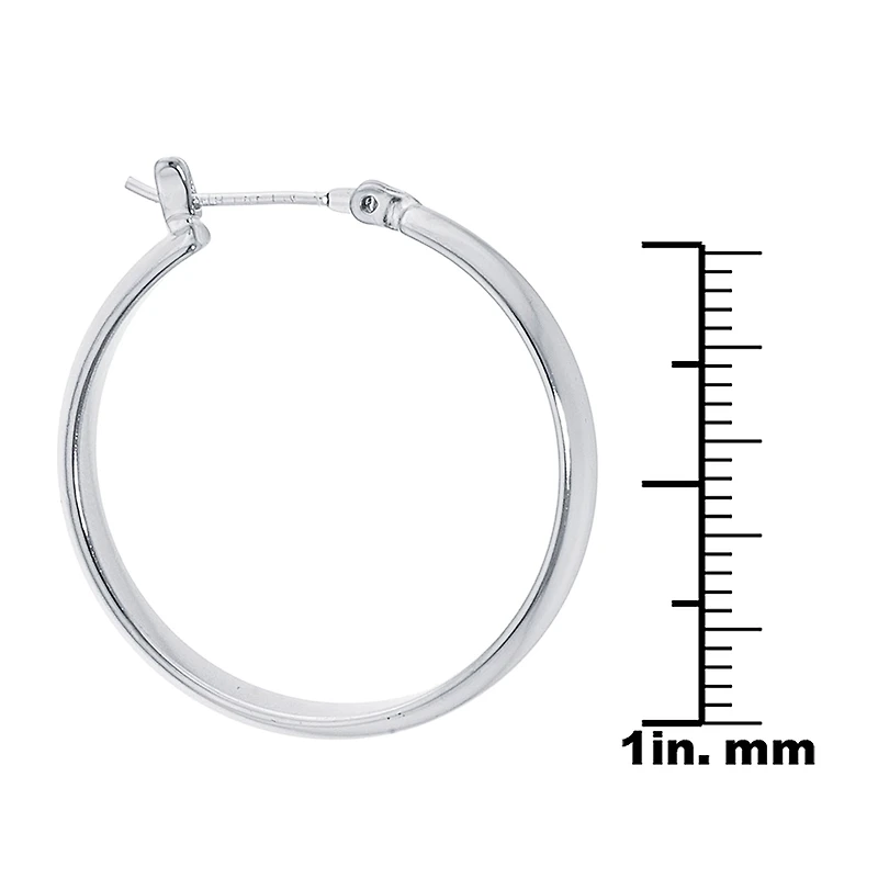Silver Reflections Pure Silver Over Brass Hoop Earrings