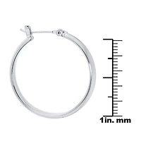 Silver Reflections Pure Silver Over Brass Hoop Earrings