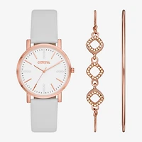 Geneva Womens White 4-pc. Watch Boxed Set Fmdjset701