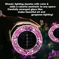 Bell + Howell Solar Powered Mosaic Disk Light with Auto On/Off Lighting and Weatherproof