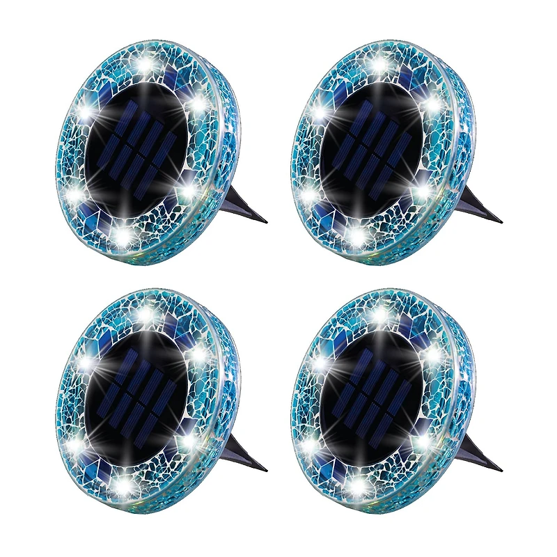Bell + Howell Solar Powered Mosaic Disk Light with Auto On/Off Lighting and Weatherproof