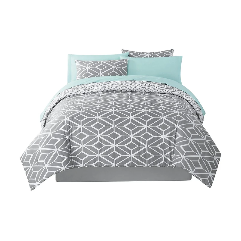Home Expressions Ayden Geometric Reversible Complete Bedding Set with Sheets