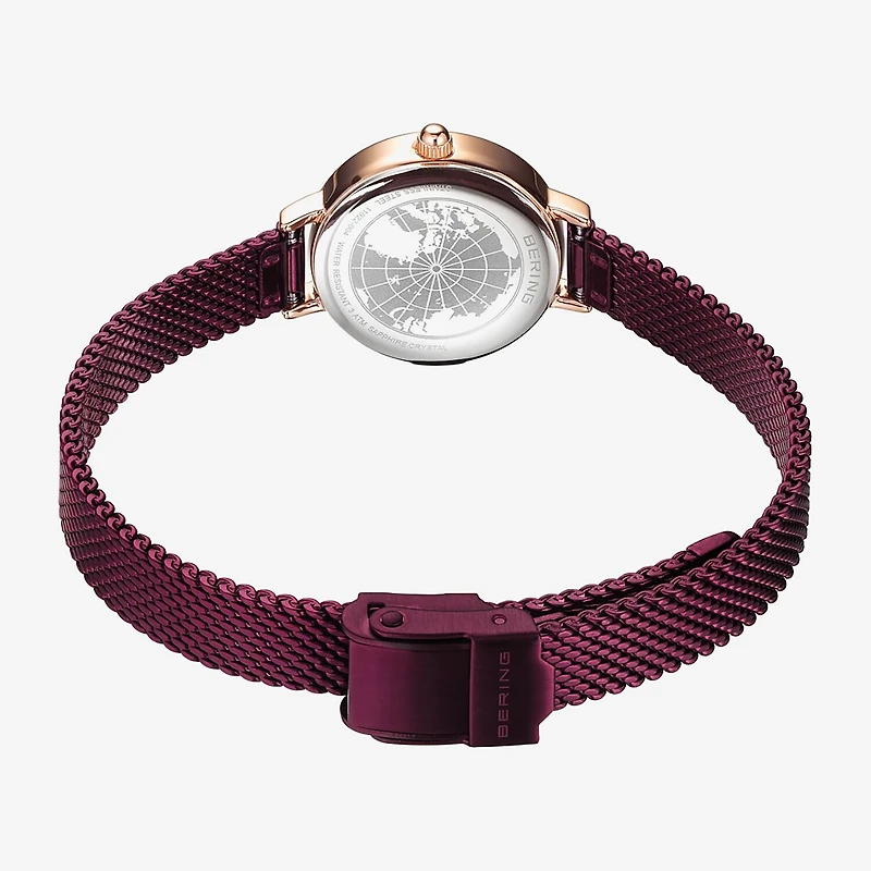 Bering Womens Purple Stainless Steel 2-pc. Watch Boxed Set 11022-969gh1