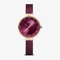 Bering Womens Purple Stainless Steel Bracelet Watch 14631-969