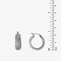 Diamond Cut Womens Sterling Silver 20.3mm Hoop Earrings