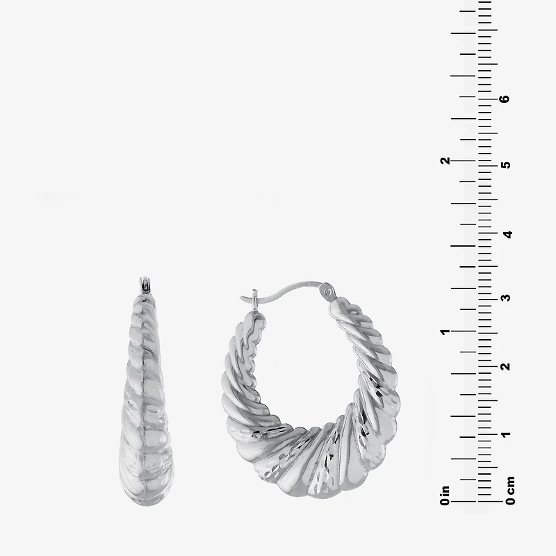 Croissant Womens Sterling Silver 33.5mm Hoop Earrings