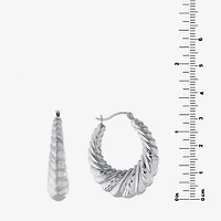 Croissant Womens Sterling Silver 33.5mm Hoop Earrings