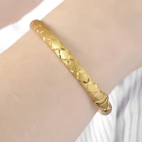 Diamond Cut Womens 14K Two Tone Gold Over Silver Bangle Bracelet