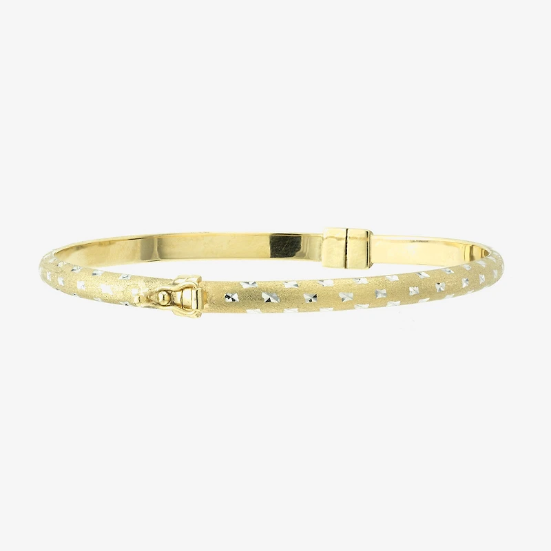 Diamond Cut Womens 14K Two Tone Gold Over Silver Bangle Bracelet