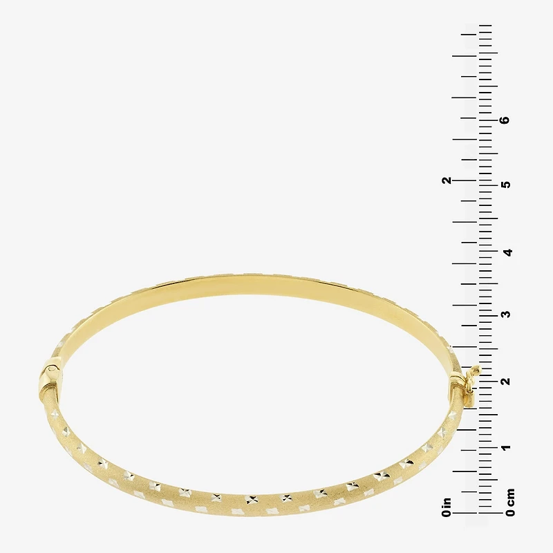Diamond Cut Womens 14K Two Tone Gold Over Silver Bangle Bracelet