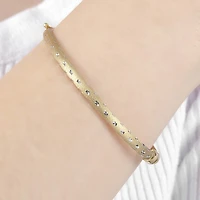 Diamond Cut Womens 14K Two Tone Gold Over Silver Bangle Bracelet
