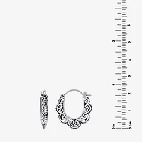 Bali Inspired Womens Sterling Silver 20.8mm Hoop Earrings