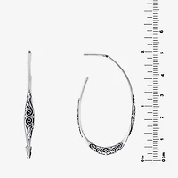 Bali Inspired Womens Sterling Silver 41.9mm Hoop Earrings