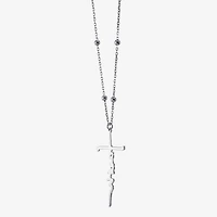 Womens Sterling Silver Cross Inch Pendant Necklace