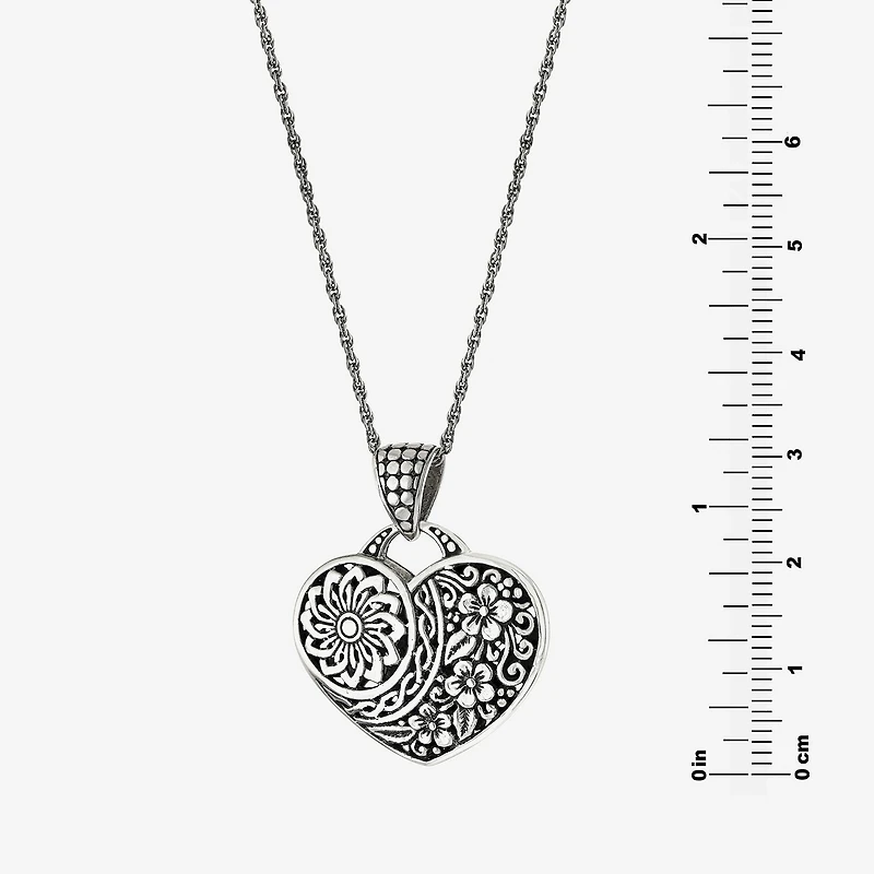 Womens Sterling Silver Heart 16 Inch Pendant Necklace