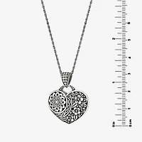 Womens Sterling Silver Heart 16 Inch Pendant Necklace