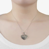 Womens Sterling Silver Heart 16 Inch Pendant Necklace