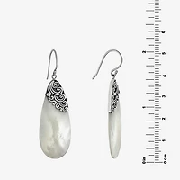 Womens White Mother Of Pearl Sterling Silver Pear Drop Earrings