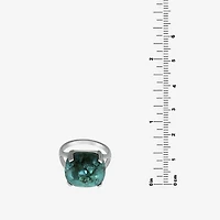 Womens Enhanced Blue Turquoise Sterling Silver Oval Cocktail Ring