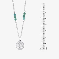 Tree Of Life Womens Enhanced Blue Turquoise Sterling Silver 16 Inch Pendant Necklace