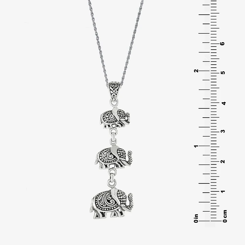 Bali Inspired Womens Sterling Silver 16 Inch Pendant Necklace