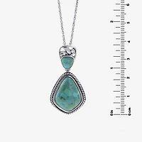 Womens Enhanced Blue Turquoise Sterling Silver 18 Inch Pendant Necklace