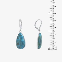Womens Enhanced Blue Turquoise Sterling Silver Drop Earrings