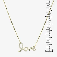 Diamonart "Love" Womens Cubic Zirconia 14K Gold Over Silver 16 Inch Pendant Necklace