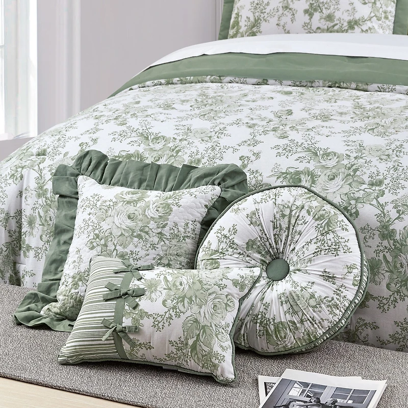 Laurel Manor Toile Garden Round Throw Pillow