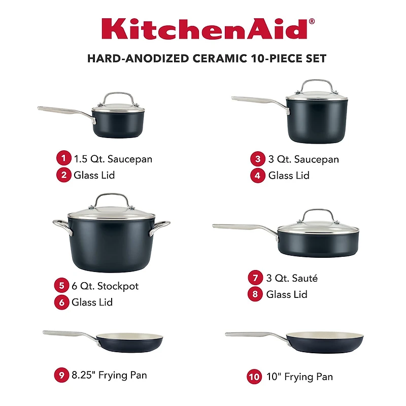 KitchenAid Ceramic 10-pc. Non-Stick Cookware Set