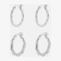 Silver Reflections Womens 2 Pair Earring Set