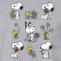 Womens Juniors Crew Neck Short Sleeve Boxy Fit Peanuts Snoopy Graphic T-Shirt