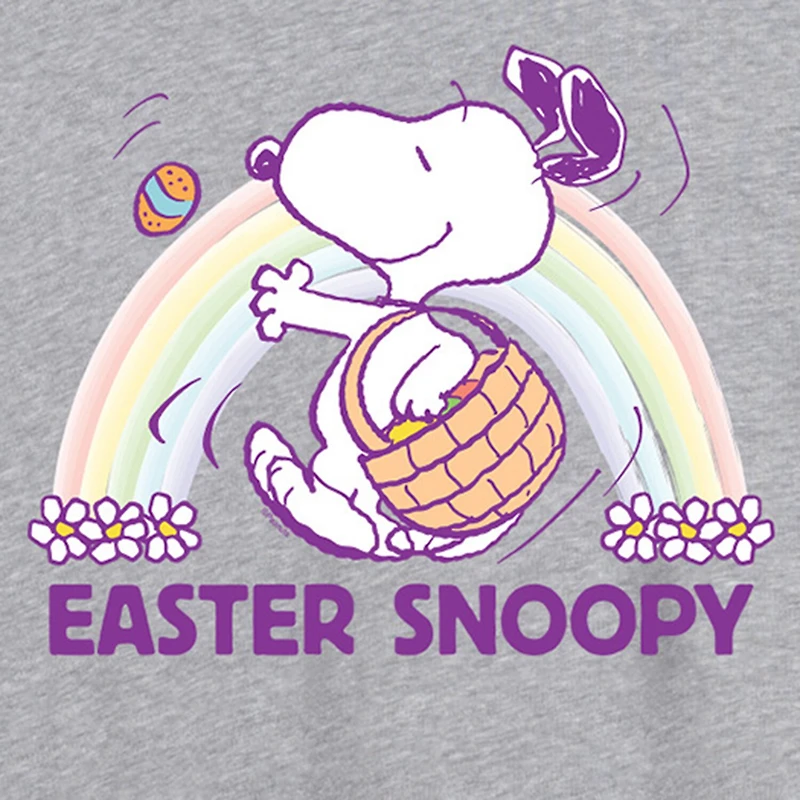 Womens Juniors Scoop Neck Short Sleeve Oversized Peanuts Snoopy Graphic T-Shirt