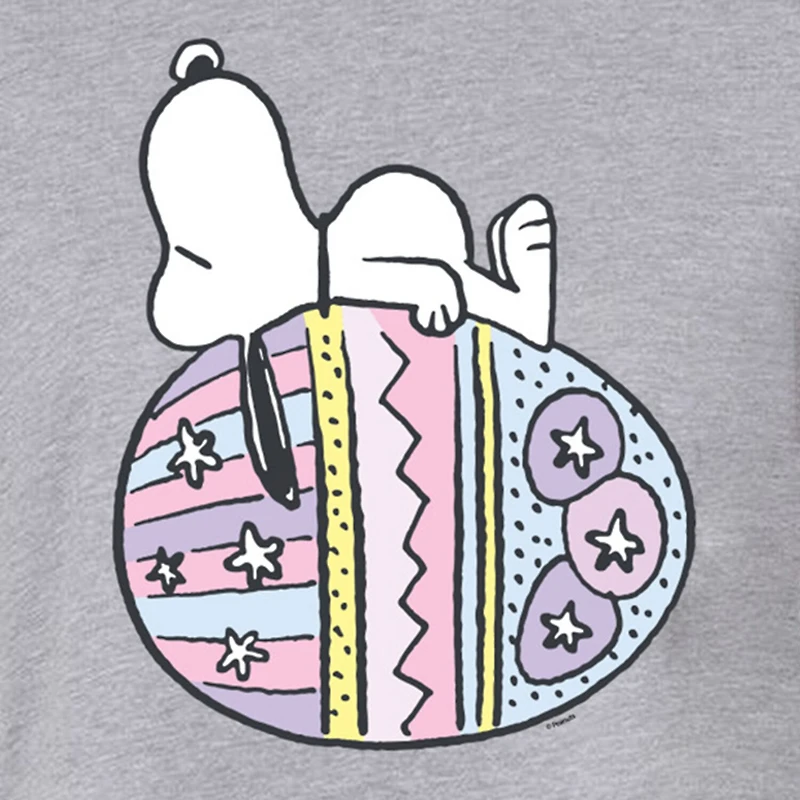 Easter Egg Cropped Womens Juniors Crew Neck Short Sleeve Boxy Fit Peanuts Snoopy Graphic T-Shirt