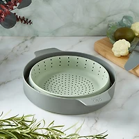 BergHOFF Balance Nonstick Silicone Collapsible Steamer Basket & Strainer 10", Recycled Material, Sage Silicone Non-Stick Steamer Inserts
