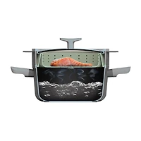 BergHOFF Balance Nonstick Silicone Collapsible Steamer Basket & Strainer 10", Recycled Material, Sage Silicone Non-Stick Steamer Inserts