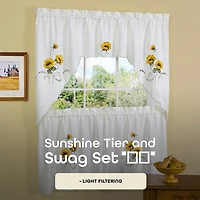 Sunshine 3-pc. Rod Pocket Kitchen Curtains & Drapes Window Set
