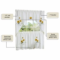 Sunshine 3-pc. Rod Pocket Kitchen Curtains & Drapes Window Set