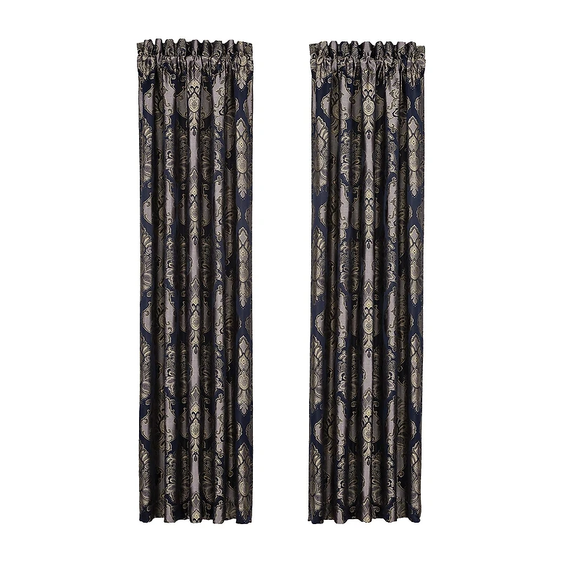 Five Queens Court Briarwood Rod Pocket Room Darkening Set of 2 Curtain Panel