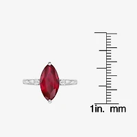 Womens Diamond Accent Lab Created Red Ruby Sterling Silver Cocktail Ring